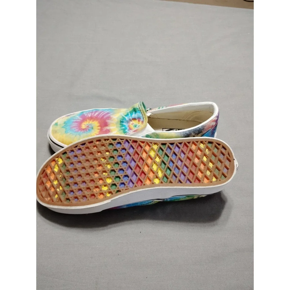 Vans Unisex RAINBOW Tie Dye Gender Inclusive M 7/WM 8.5 Checkerboard‎ Slip On's